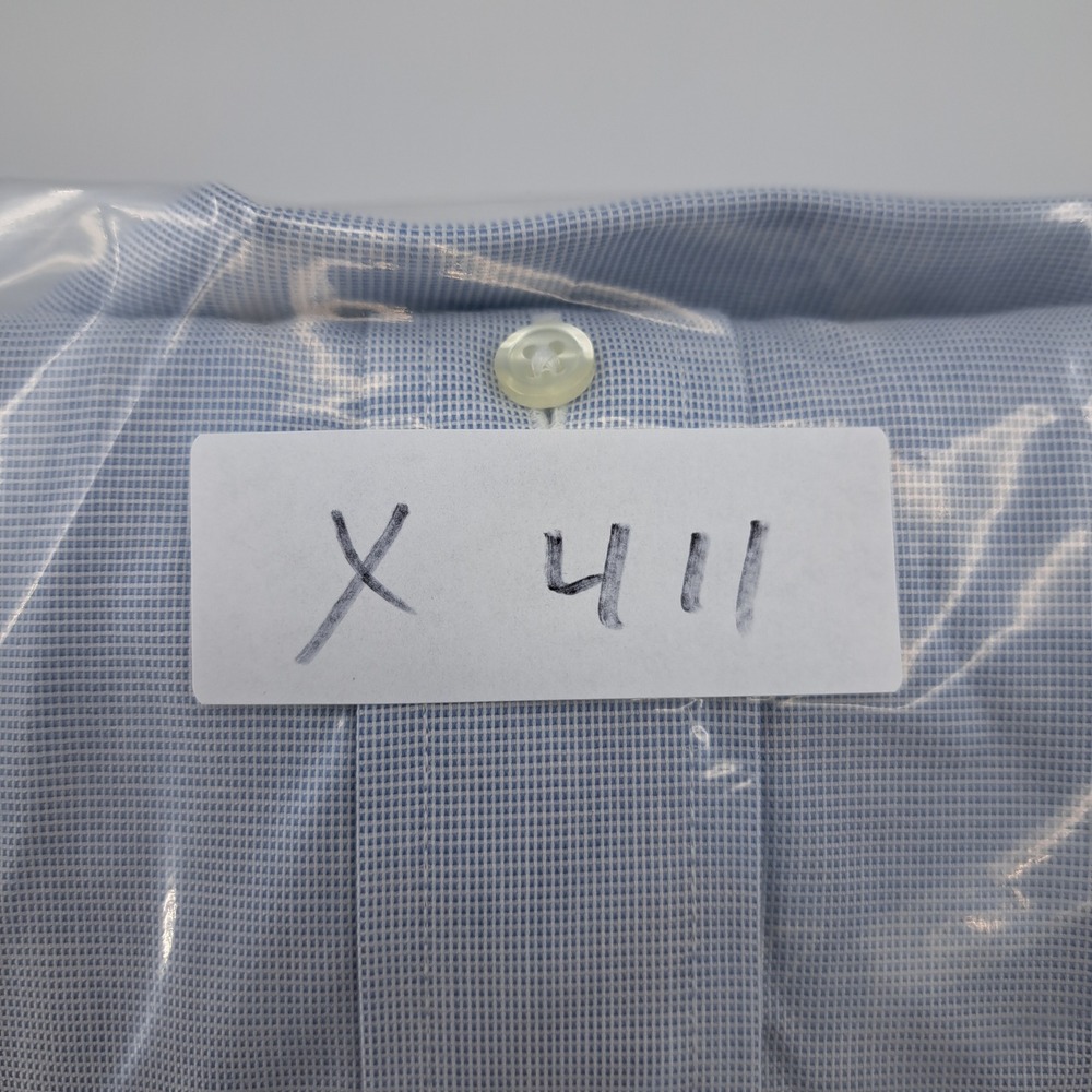 Paul Fredrick Non-Iron Dobby Dress Shirt Mens 16.5-35 Cotton Blue French Cuff - Picture 9 of 9